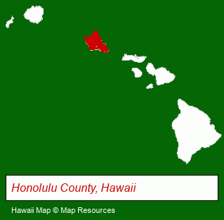 Hawaii map, showing the general location of Trueblue Hawaii Weddings