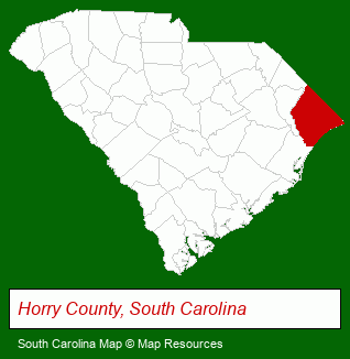 South Carolina map, showing the general location of Elliott Beach Rentals