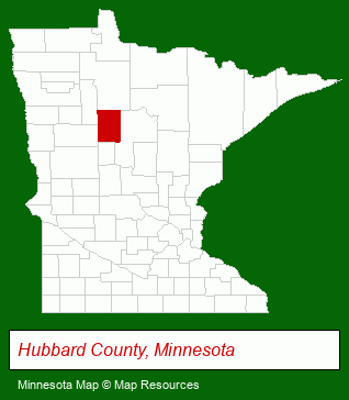 Minnesota map, showing the general location of Hubbard County Abstract Company