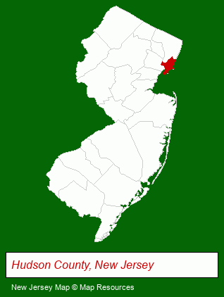 New Jersey map, showing the general location of LA Bella Mozzarella