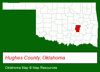 Oklahoma map, showing the general location of Hughes Gas Measurement Company