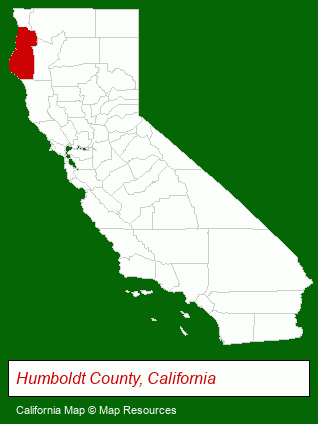 California map, showing the general location of Dean Creek Resort