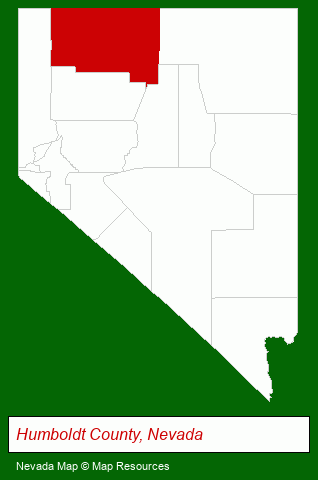 Nevada map, showing the general location of Michael Clay Corporation