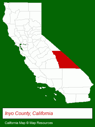 California map, showing the general location of Owens Valley Realty