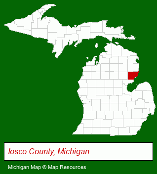 Michigan map, showing the general location of Oscoda Mobile Home Park