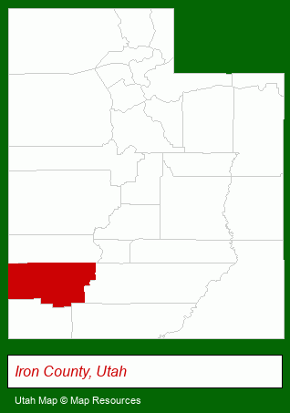 Utah map, showing the general location of Shady Brook Mandalay & Windsor
