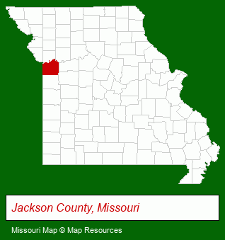 Missouri map, showing the general location of Jones Development Co LLC