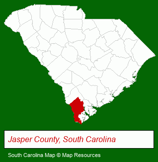 South Carolina map, showing the general location of Hardeeville Rv-Thomas Parks