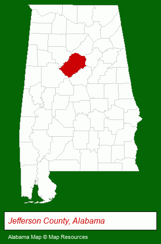 Alabama map, showing the general location of Bishop Colvin Johnson & Kent