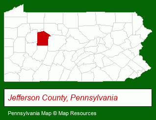 Pennsylvania map, showing the general location of Hide A Way Cottages
