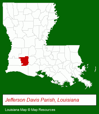 Louisiana map, showing the general location of Myers Landing