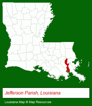 Louisiana map, showing the general location of Lakeshore Playground