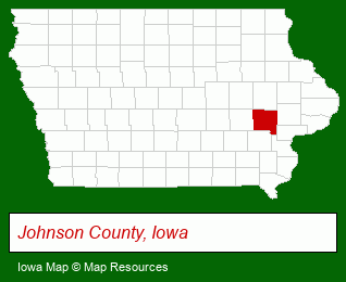 Iowa map, showing the general location of Iowa City Area Development Inc