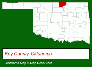 Oklahoma map, showing the general location of Standing Bear Park