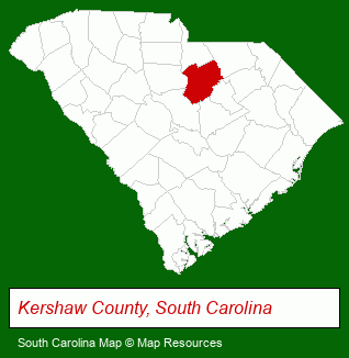 South Carolina map, showing the general location of Camden Condos