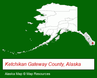Alaska map, showing the general location of Clover Bay Floating Fishing