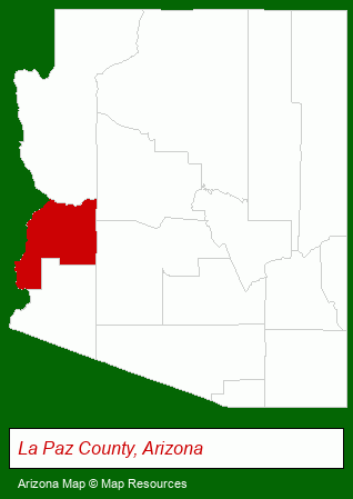 Arizona map, showing the general location of Desert Gardens RV Park
