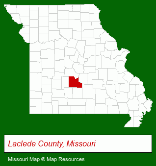Missouri map, showing the general location of Realty Executives of Lebanon