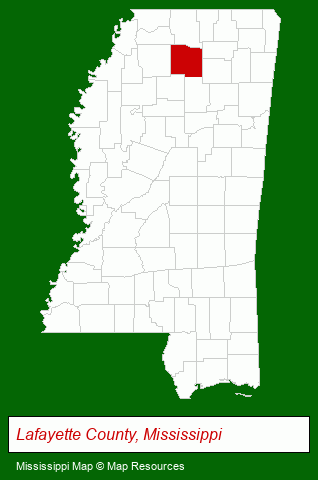 Mississippi map, showing the general location of Oxford Insurance
