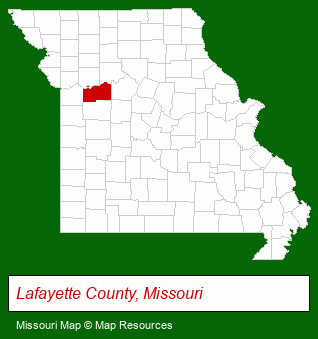 Missouri map, showing the general location of Country Gardens RV Park