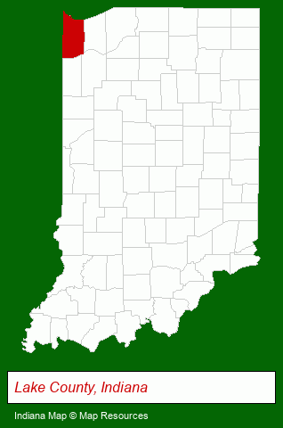 Indiana map, showing the general location of Highland Parks & Recreation