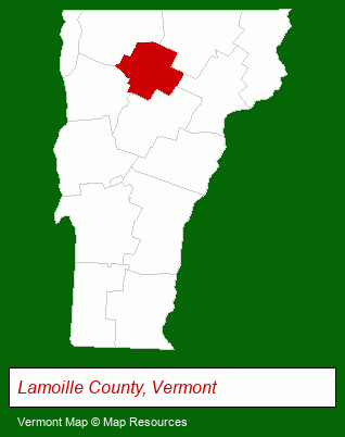 Vermont map, showing the general location of Stowe Area Association Inc