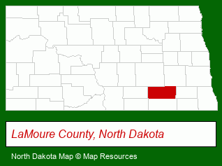 North Dakota map, showing the general location of La Moure Credit Union