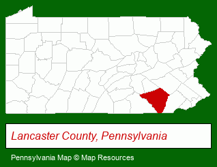 Pennsylvania map, showing the general location of Fox's Country Sheds