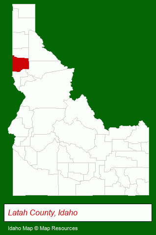 Idaho map, showing the general location of Palouse Properties Inc