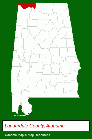 Alabama map, showing the general location of Shoals Economic Development Authority