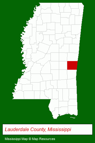 Mississippi map, showing the general location of Howell John E