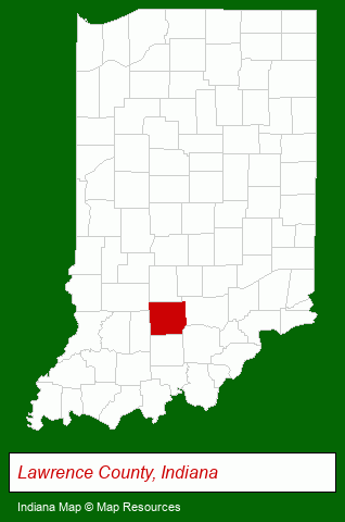 Indiana map, showing the general location of Bedford Park Department