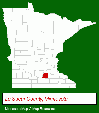 Minnesota map, showing the general location of Minnesota Valley Health Center