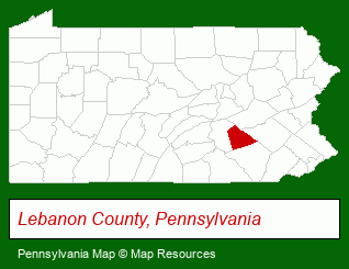Pennsylvania map, showing the general location of Cornwall Manor