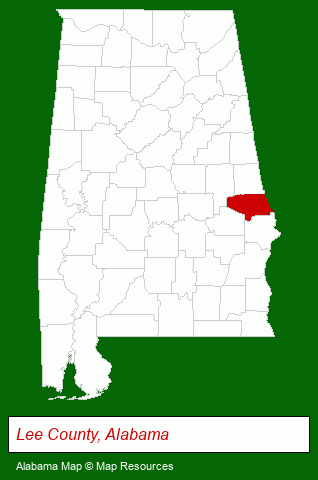 Alabama map, showing the general location of Speaks Land Company