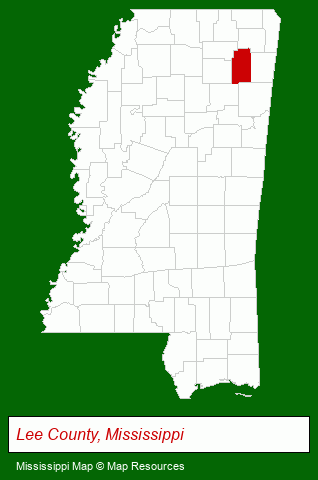 Mississippi map, showing the general location of Total Lawn Care