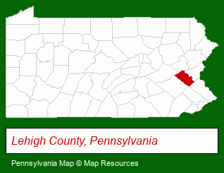 Pennsylvania map, showing the general location of Dynalene Inc