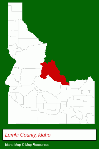 Idaho map, showing the general location of Broken Arrow