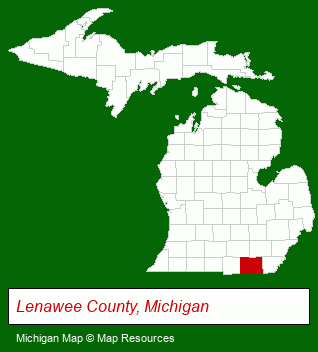 Michigan map, showing the general location of Lenawee County Association of Realtor