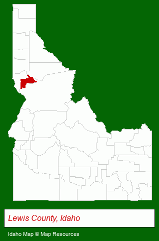 Idaho map, showing the general location of Flying B Ranch