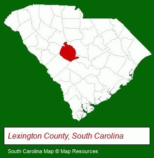 South Carolina map, showing the general location of Lexington Discount Homes Inc