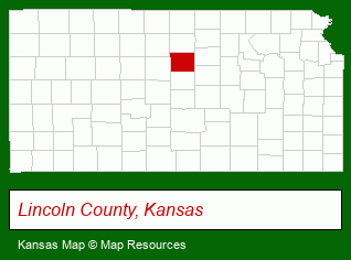 Kansas map, showing the general location of Lincoln Recreation Department
