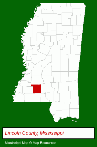 Mississippi map, showing the general location of Betsy Smith Properties