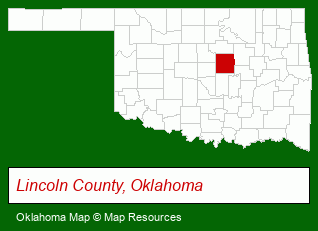 Oklahoma map, showing the general location of United Country Bendele Realty