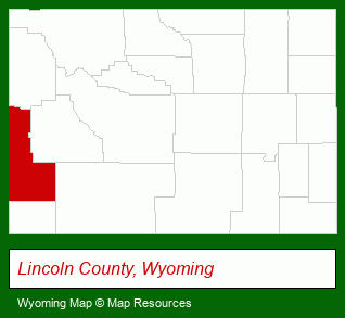 Wyoming map, showing the general location of Leisure Valley