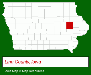 Iowa map, showing the general location of Skogman Commercial Service Group