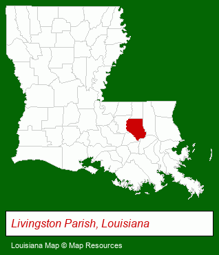 Louisiana map, showing the general location of Purvis Credit Inc