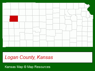 Kansas map, showing the general location of Logan County Manor