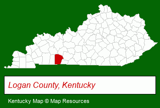Kentucky map, showing the general location of Auburn Banking Company