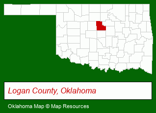 Oklahoma map, showing the general location of Oklahoma Grand Assembly